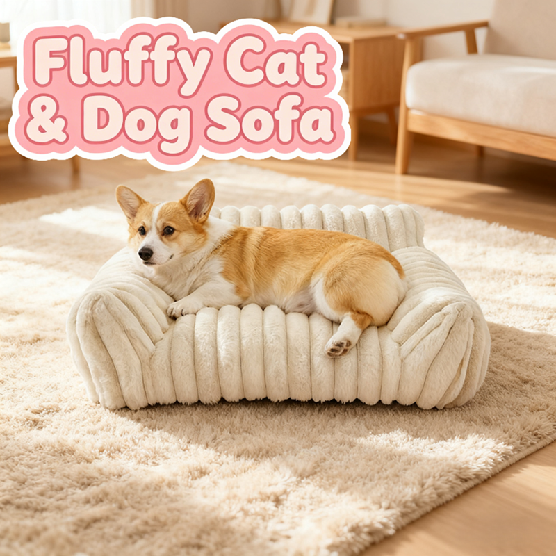 Cute Cat Couch For Pets - Fluffy Cat Beds With Premium Soft Corduroy Fleece, Fuzzy Cats Beds For Indoor Cats With Remova