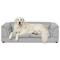 Oversized Pet Sofa, Curved Armrest Rectangular Dog Sofa, Linen Fabric Comfort Pet Couch for Large & Oversized Dogs-LIGHT