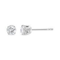 14K White Gold 1.00 Cttw Round Brilliant-Cut Near Colorless Diamond Classic 4-Prong Stud Earrings (H-I Color, I1-I2 Clarity)