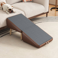 (UPGRADED) Dog Stairs for Small Dogs and Cats, Dog Ramp for Couch and Bed, Foldable 2-in-1 Wooden Pet Steps for Puppy, S