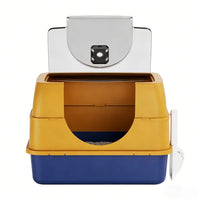 Galaxy Enclosed Orange Cat Litter Box, Sealed To Prevent Odors And Sanding, Stable And Durable, Suitable For Pet Familie