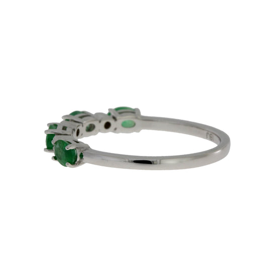 Emerald Diamond Fashion band rings 14KT White Gold
