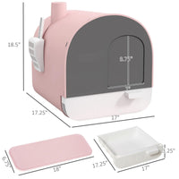 Pink Cat Litter Box With Lid With Scoop And Filter