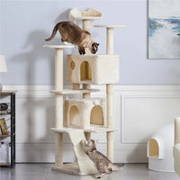 Ultimate 70" Double Condo Cat Tree with Scratching Posts - Creamy Comfort for Your Feline Friends! - BIG FRENCHIES