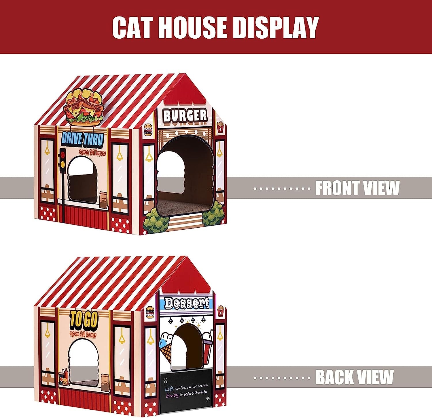 Cardboard Cat House with Scratcher - BIG FRENCHIES
