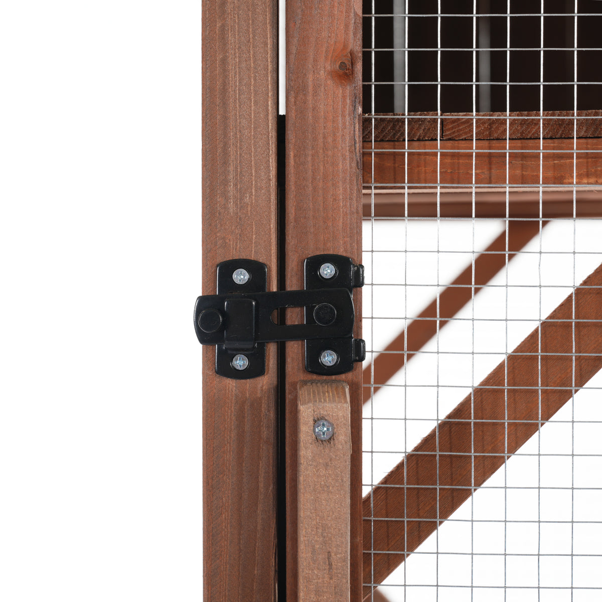 Large 2-Tier Outdoor Wooden Cat Enclosure on Lockable Wheels, Solid Fir Cat Cage with Multi-Level Platforms & Resting Ho