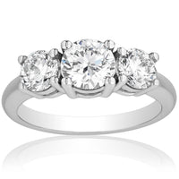 3 CTW AGI Certified Lab Grown Diamond (G-VS) Three Stone Engagement Ring in of 14K Gold