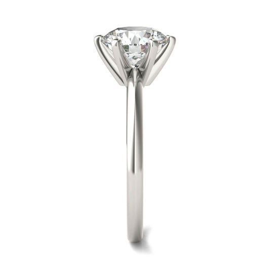 2 CTW Round Lab Grown Diamond Six Prong Solitaire Engagement Ring - G-VS Clarity, AGI Certified, 14K White Gold