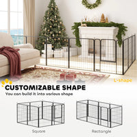 31.5" Dog Playpen Indoor Outdoor, Portable Foldable 8 Panels Pet Playpen with Door & Strap for Medium Dogs
