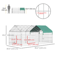 87x41x41-IN Catio Rabbit Guinea Pig Cage Chicken Coop Run, Small Animal Enclousure Outdoor Indoor with Cover and Multipl