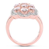 3.06 Carat Genuine Morganite and White Diamond .925 Sterling Silver Ring