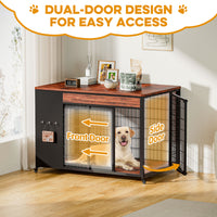 42-Inch Double Wide Wooden Double-Door Dog Crate Side Table Combo - Heavy-Duty DIY Assembly, Chew-Resistant Construction