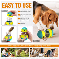 Dog Puzzle Toy, Adjustable Treat Dispensing Ball Food Dispenser Tough Slow Feeder Puppy Enrichment Training Toy Pet Inte