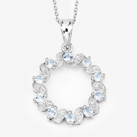 1.10 Carat Genuine Aquamarine and White Topaz .925 Sterling Silver Pendant