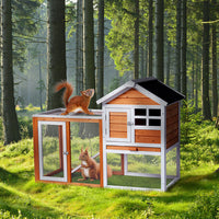 House Type With Running Ladder, Orange-red, Wooden Chicken Rabbit Cage