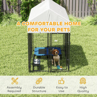 Outdoor Dog Kennel with Roof, 6 x 4 x 6 Heavy Duty Welded Wire Dog Playpen Enclosure with Escape-proof Lock