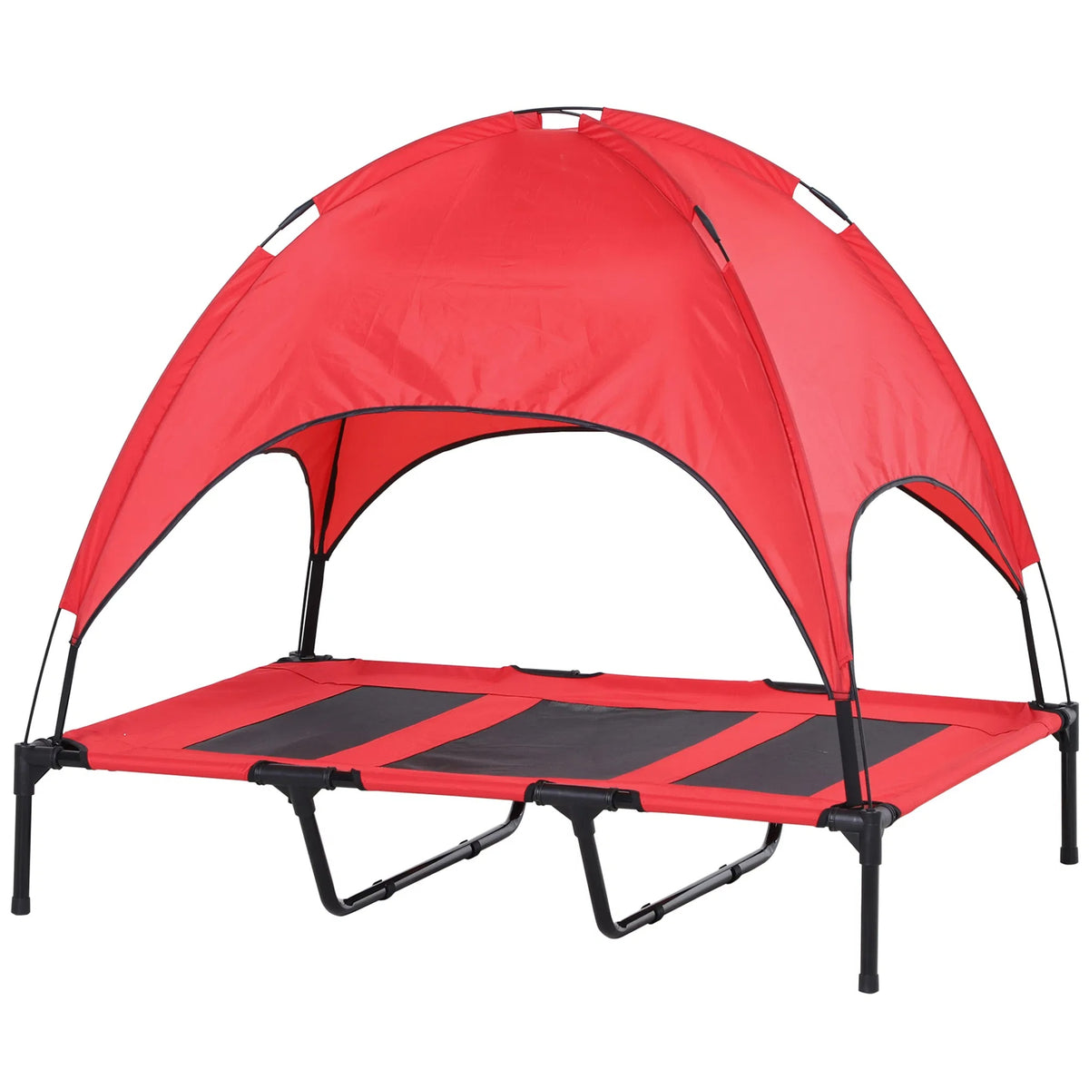 48 In X 36 In Elevated Dog Cot Cooling Pet Bed With UV Protection Canopy Shade, Portable Raised Outdoor Dog Bed, Heavy D