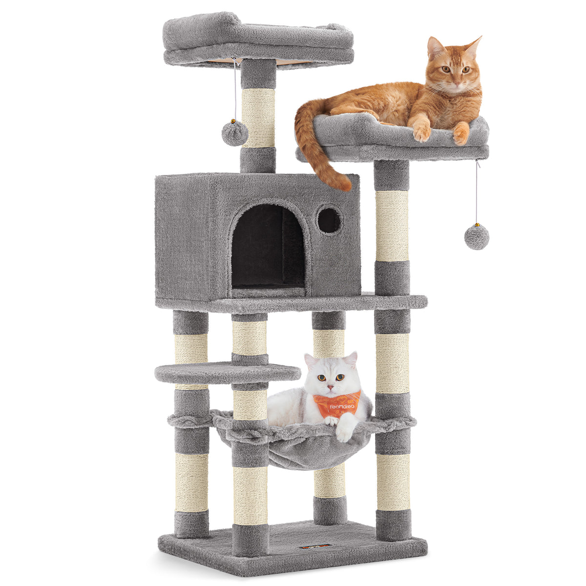 Cat Tree, 44.1-Inch Multi-Level Tower, 11 Scratching Posts