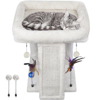 Cozy Beige Cat Tree with Condo, Scratch Post, Hammock & Fun Hanging Balls for Your Feline Friends - BIG FRENCHIES