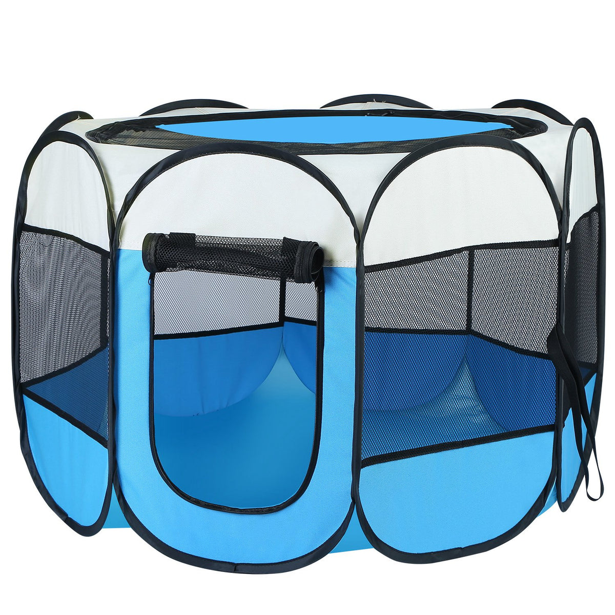 Pink-Blue Options -- 1Pc Portable Foldable Pet Tent Exercise Pen Kennel Removable Zipper Top And Bottom Water Resistant 