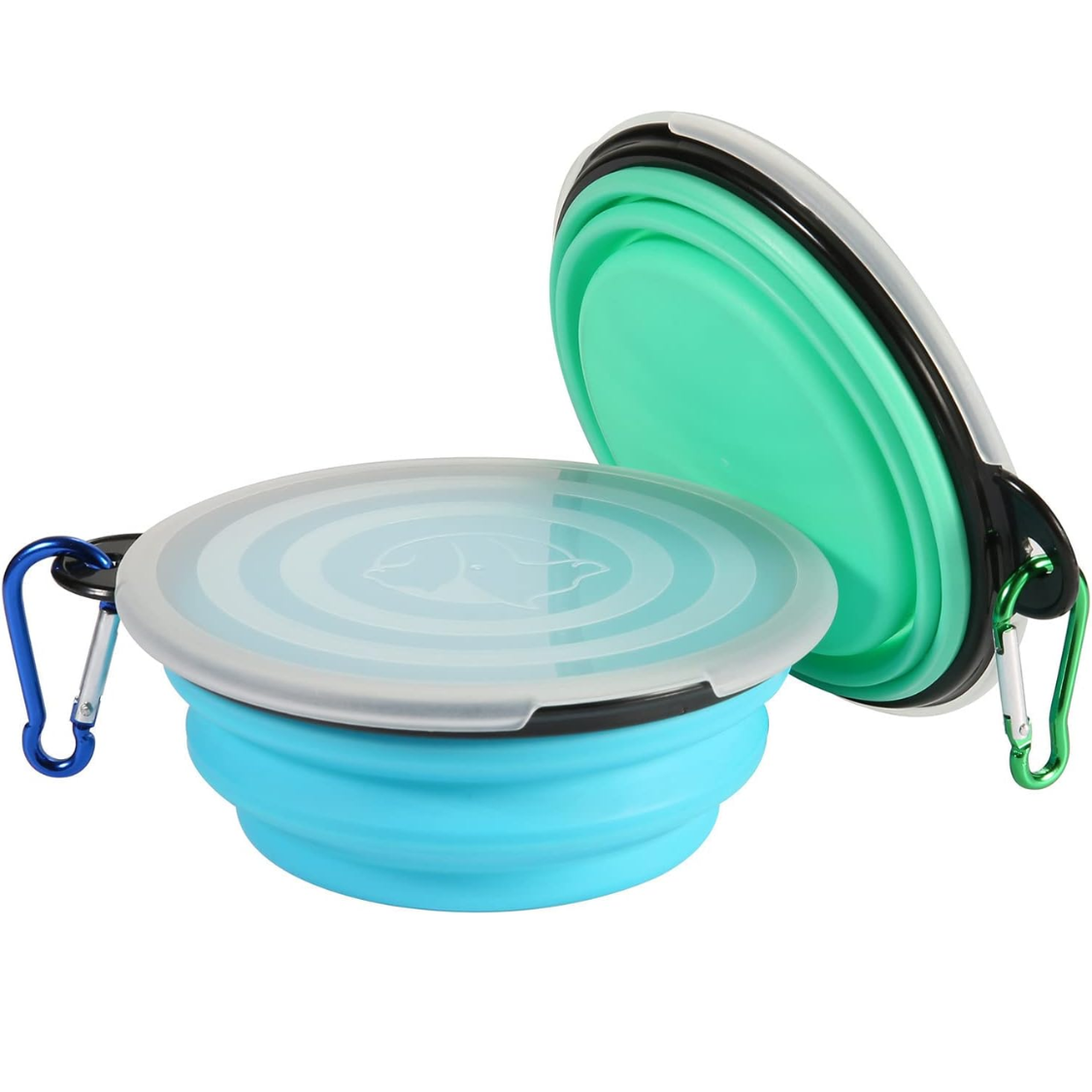 Collapsible Bowl With Cover Lids,2 Pack Dog Travel Bowls Portable Foldable Cat Water Dish Bowl For Pets Walking Parking 