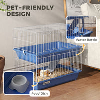 2-Tier Guinea Pig Cage, Ferret Cage, Chinchilla Cage, Small Animal Cage Indoor with Dish and Bottle, 2 Doors, Deep Botto