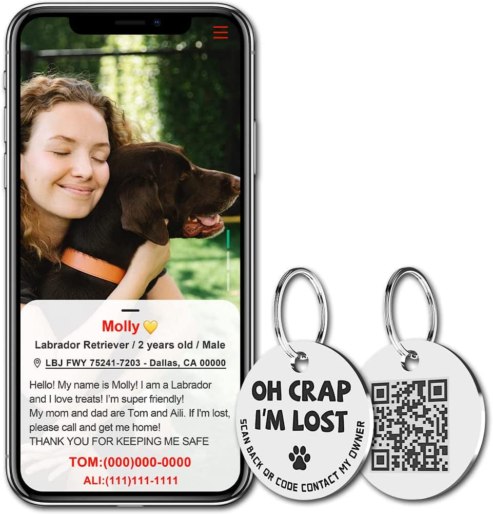QR Code Pet Tags: Instant Email Alerts & Online Profiles - BIG FRENCHIES