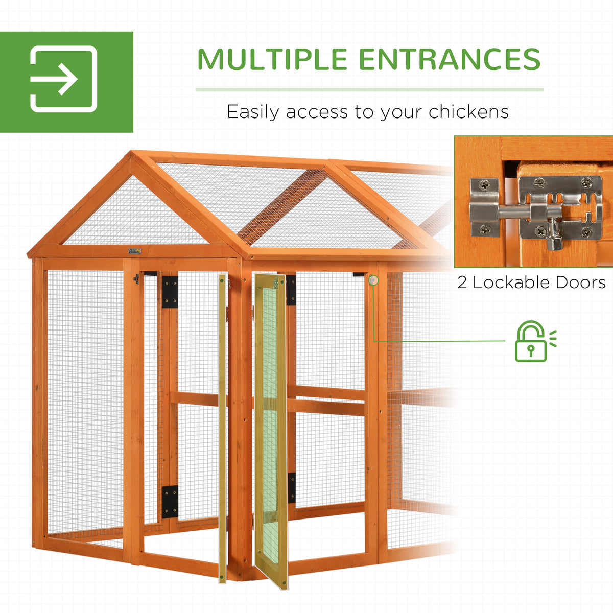Wooden Chicken Run, Combinable Design with Perches, 4.6 x 2.8, Orange