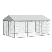 15x10 FT Large Outdoor Dog Kennel with Canopy, Heavy Duty Galvanized Steel Frame, Waterproof Cover, All-Weather Protecti