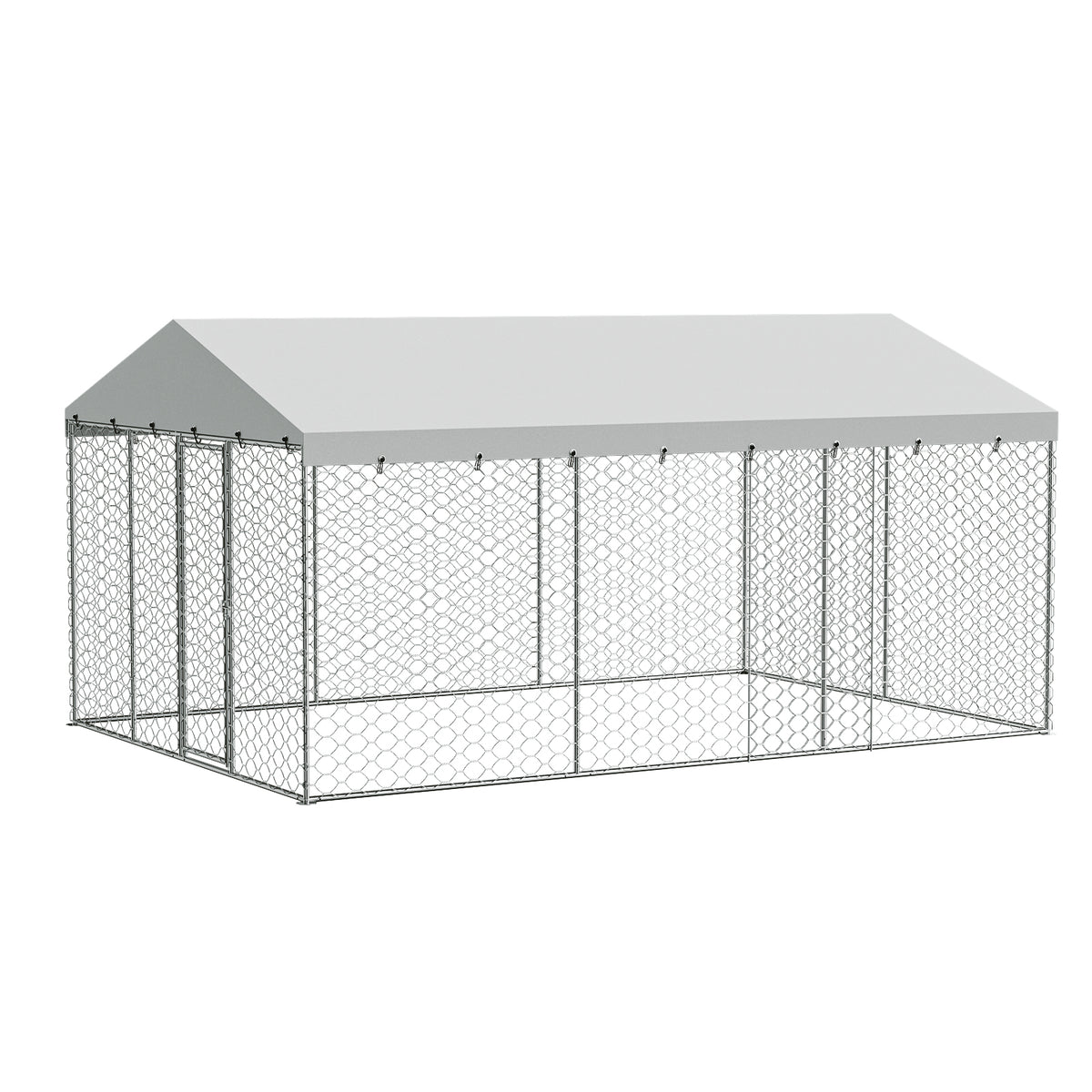 15x10 FT Large Outdoor Dog Kennel with Canopy, Heavy Duty Galvanized Steel Frame, Waterproof Cover, All-Weather Protecti