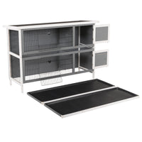 54" 2-Story Large Rabbit Hutch Bunny Cage Wooden Pet House Small Animal Habitat with Lockable Doors, No Leak Tray and wa