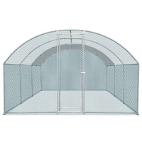 19.7x9.8x6.5ft Large Metal Chicken Coop with Run, Walk-in Poultry Cage with Waterproof Cover & Arc Roof, Heavy-Duty Galv