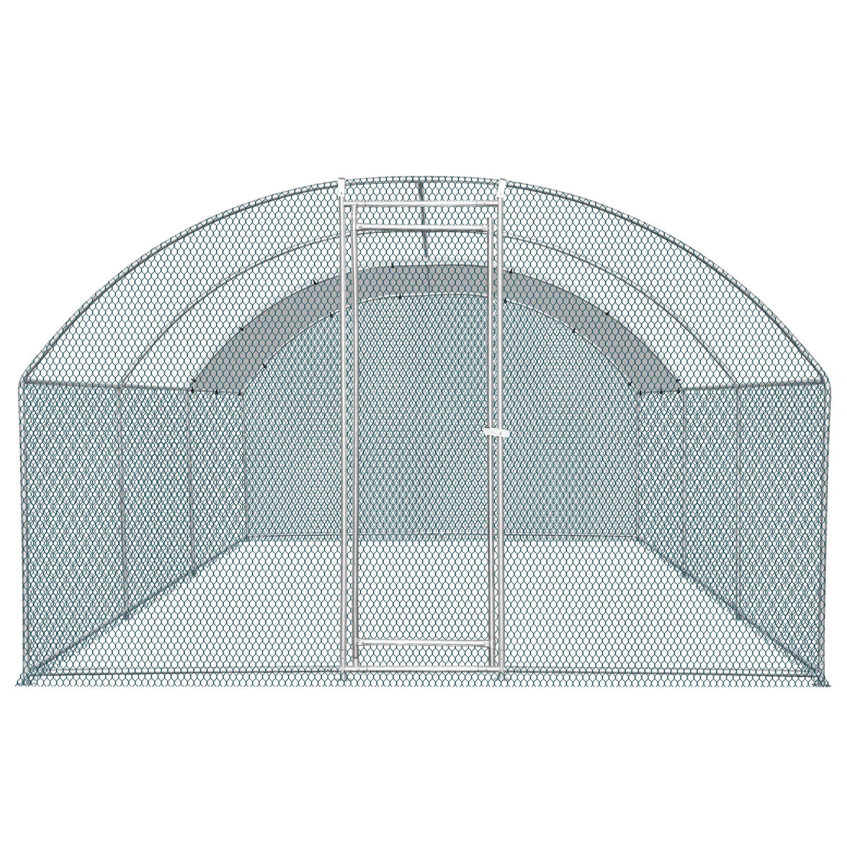 19.7x9.8x6.5ft Large Metal Chicken Coop with Run, Walk-in Poultry Cage with Waterproof Cover & Arc Roof, Heavy-Duty Galv
