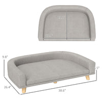 Dog Sofa Couch Bed with Washable Cushion for Large Dogs, Cats, Gray