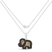 0.89 Carat Genuine Black Diamond and Yellow Diamond .925 Sterling Silver Pendant