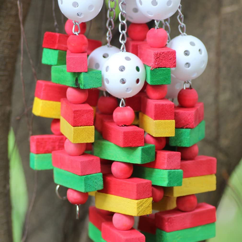 Bird Chewing Toy Large Medium Parrot Cage Bite Toys African Grey Macaws Cockatoos Eclectus Amazon (Apple-22Inch) - BIG FRENCHIES