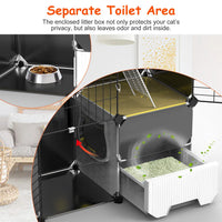 1Pc 3 Tier Cat Cage Indoor with Litter Box Hammock Detachable Metal Wire Cat Kennel Cat House Cat Enclosure with Ladder 