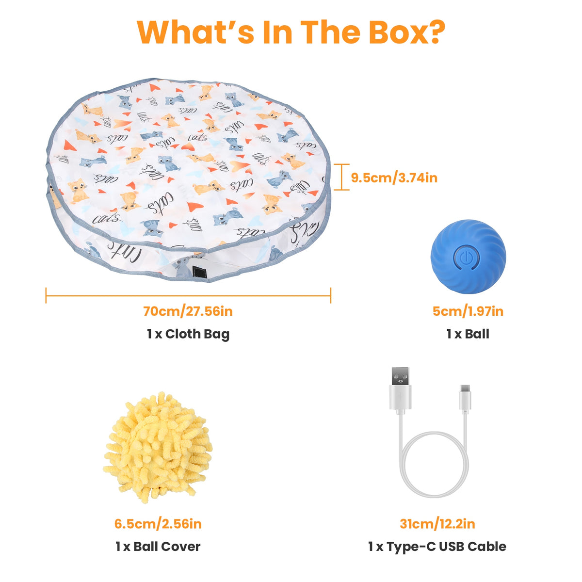 1Pc Cat Toys Ball Fast Rolling In Pouch Rechargeable Motion Activated Interactive Cat Toys For Indoor Cats Hide And Seek