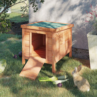 Small Wooden Rabbit Hutch Bunny Cage Guinea Pig Cage Duck House Dog House with Openable & Waterproof Roof, for Rabbits, 