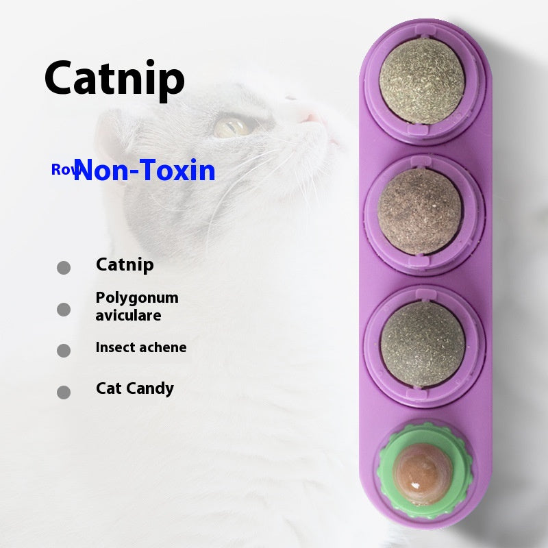 4 In 1 Rotating Catnip Silver Vine Ball Teeth Cleaning Acne Prevention Digestive Health Wall Stick On Toy Edible Safe Ma