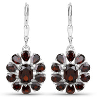 13.82 Carat Genuine Garnet and White Topaz .925 Sterling Silver 3 Piece Jewelry Set (Ring, Earrings, and Pendant w/ Chain)