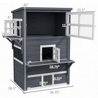 Cat House, Outdoor 3-Tier Kitty Shelter, Weather Resistant, w/ Escape Door
