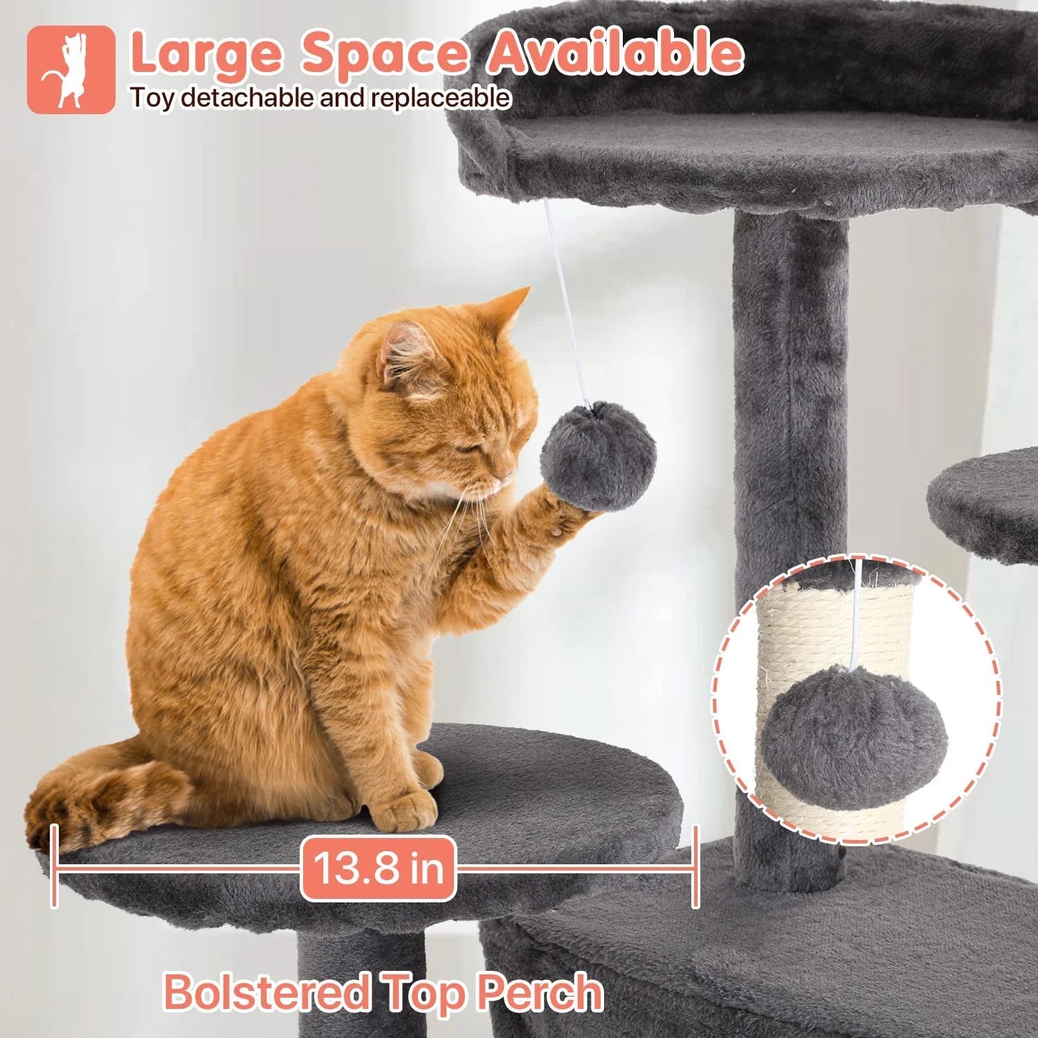 Ultimate 54-Inch Double Condo Cat Tree Tower with Scratching Post & Cozy Perch for Indoor Cats - Stylish Ashy Design - BIG FRENCHIES