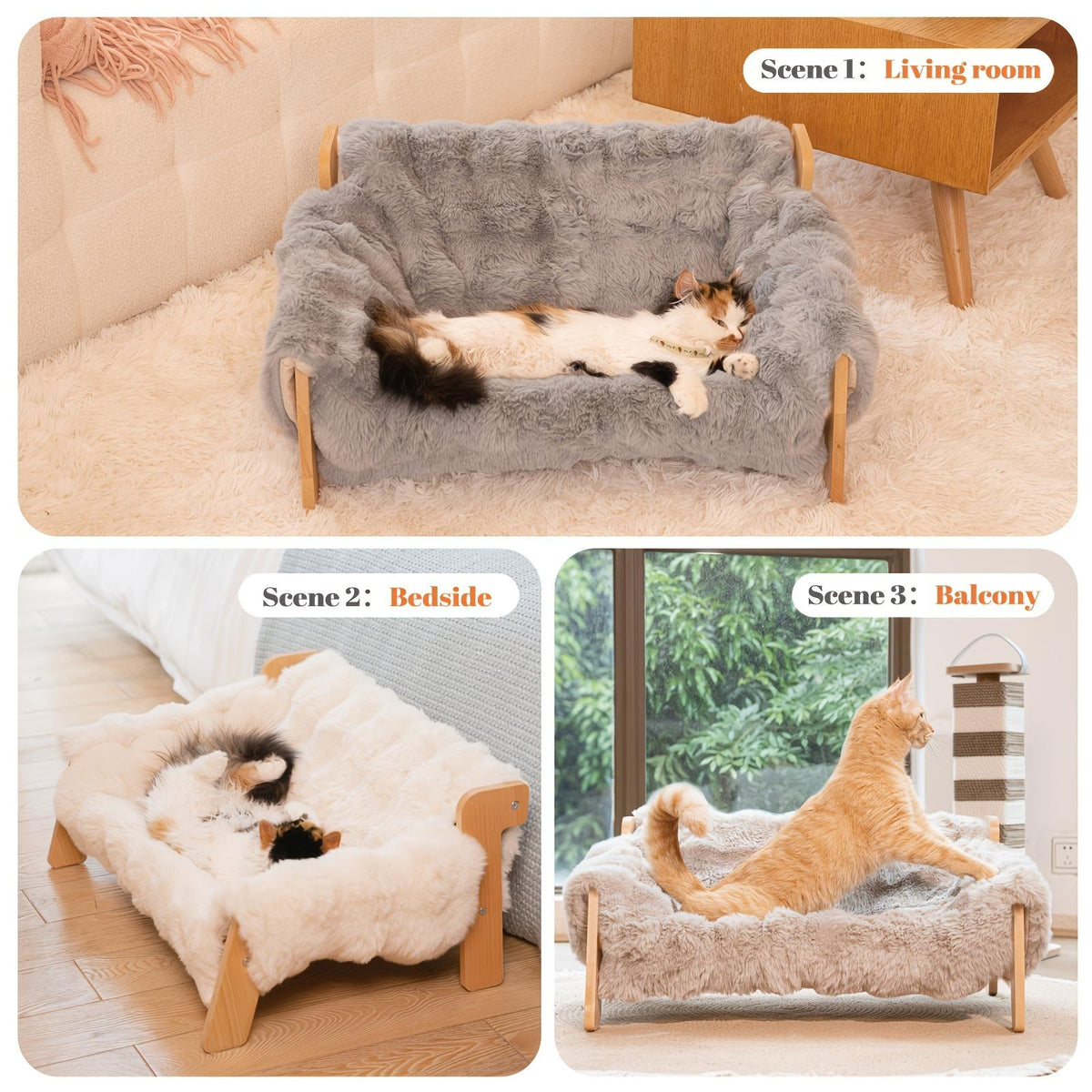 Cat Sofa Bed, Soft Plush Pet Sofa With Removable And Washable Cover, Non-slip Edge, Suitable For Indoor Cats And Small D