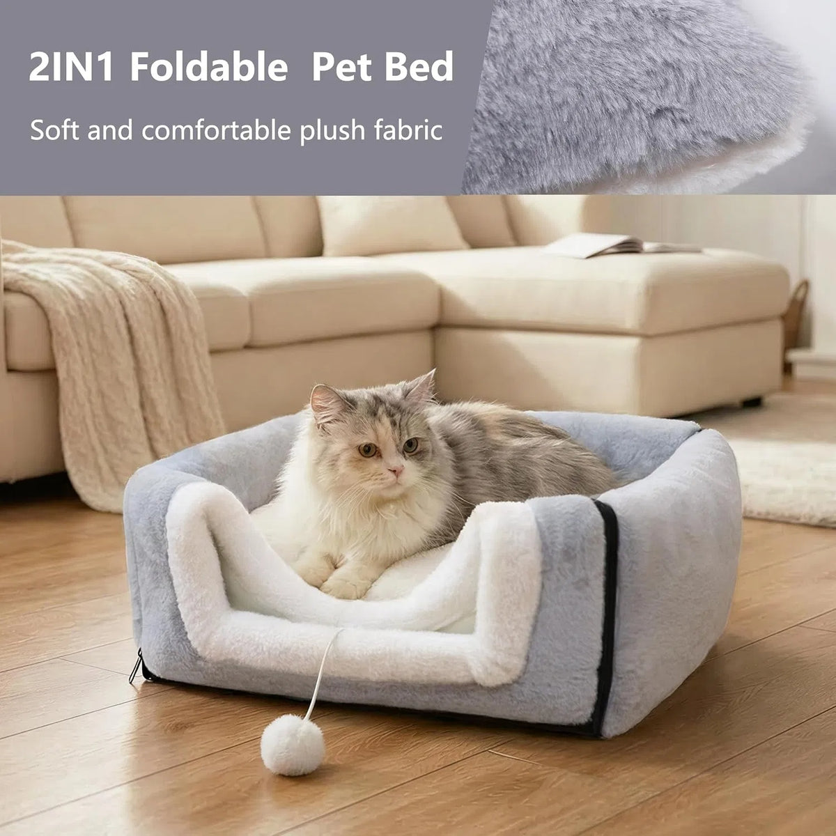 Cat Bed For Indoor Cats Foldable Cat Cave Anti-Slip Water-Resistant Bottom Cat Houses For Indoor Cats Or Small Dogs Kitt