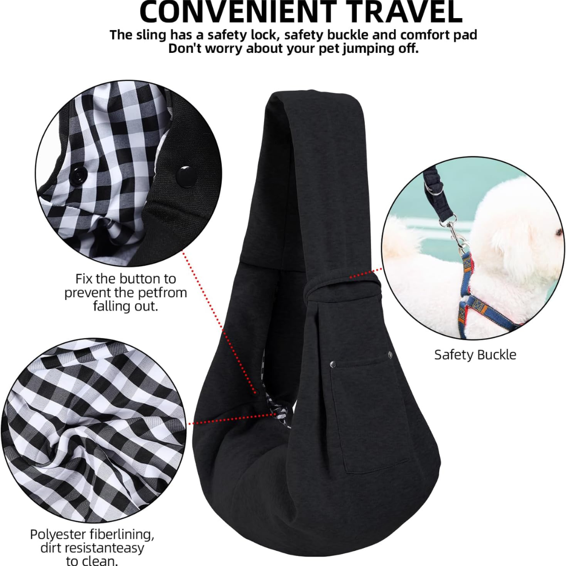 Dog Carrier Sling Reversible Puppy Carrier Purse With Storage Pocket, Hand Free Dog Sling Carrier For Carry Small Dogs A