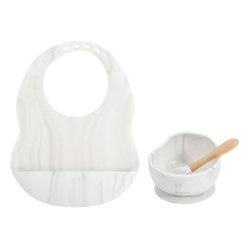 Colorful Silicone Feeding Set for Babies: Bib, Bowl, and Spoon - BIG FRENCHIES