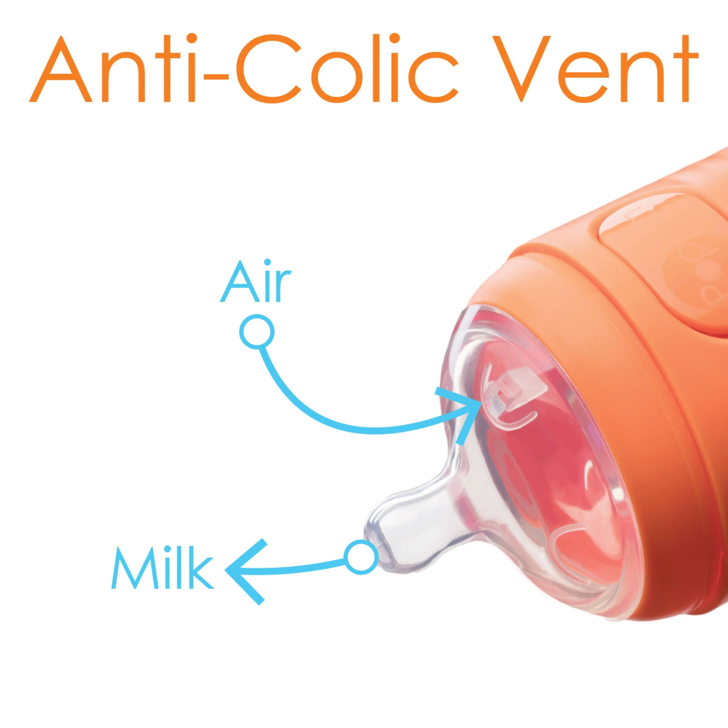 PopYum 5oz Anti-Colic Baby Bottle for Breast and Formula Feeding, Orange, #1 Slow Flow Nipple - BIG FRENCHIES