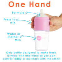 PopYum 9 oz Pink Formula Making Baby Bottle 3-Pack with White Drying Rack Bundle - BIG FRENCHIES