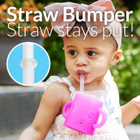 PopYum Silicone Training Cup with Straw Lid 2-Pack for Baby, Infant and Toddler, Tumbler, Sippy, handles, 5 ounce (blue, pink)